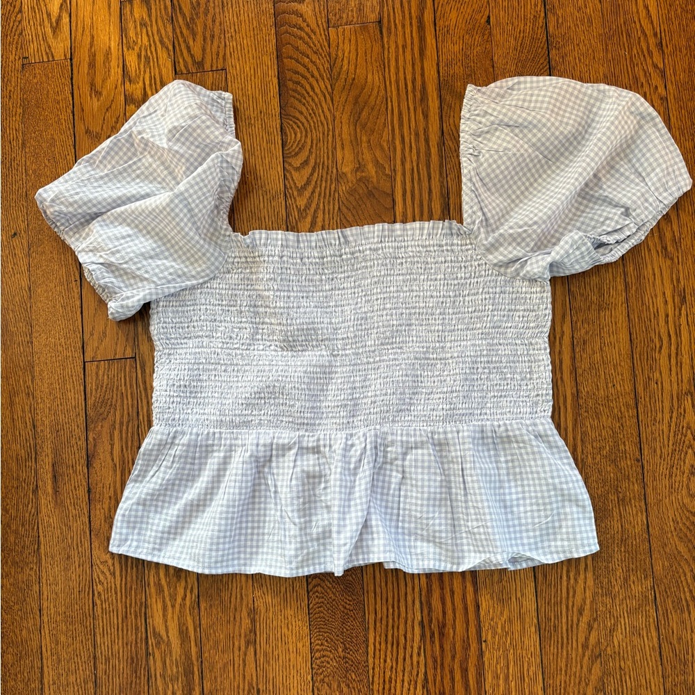 NWOT J Crew Smocked Gingham Top